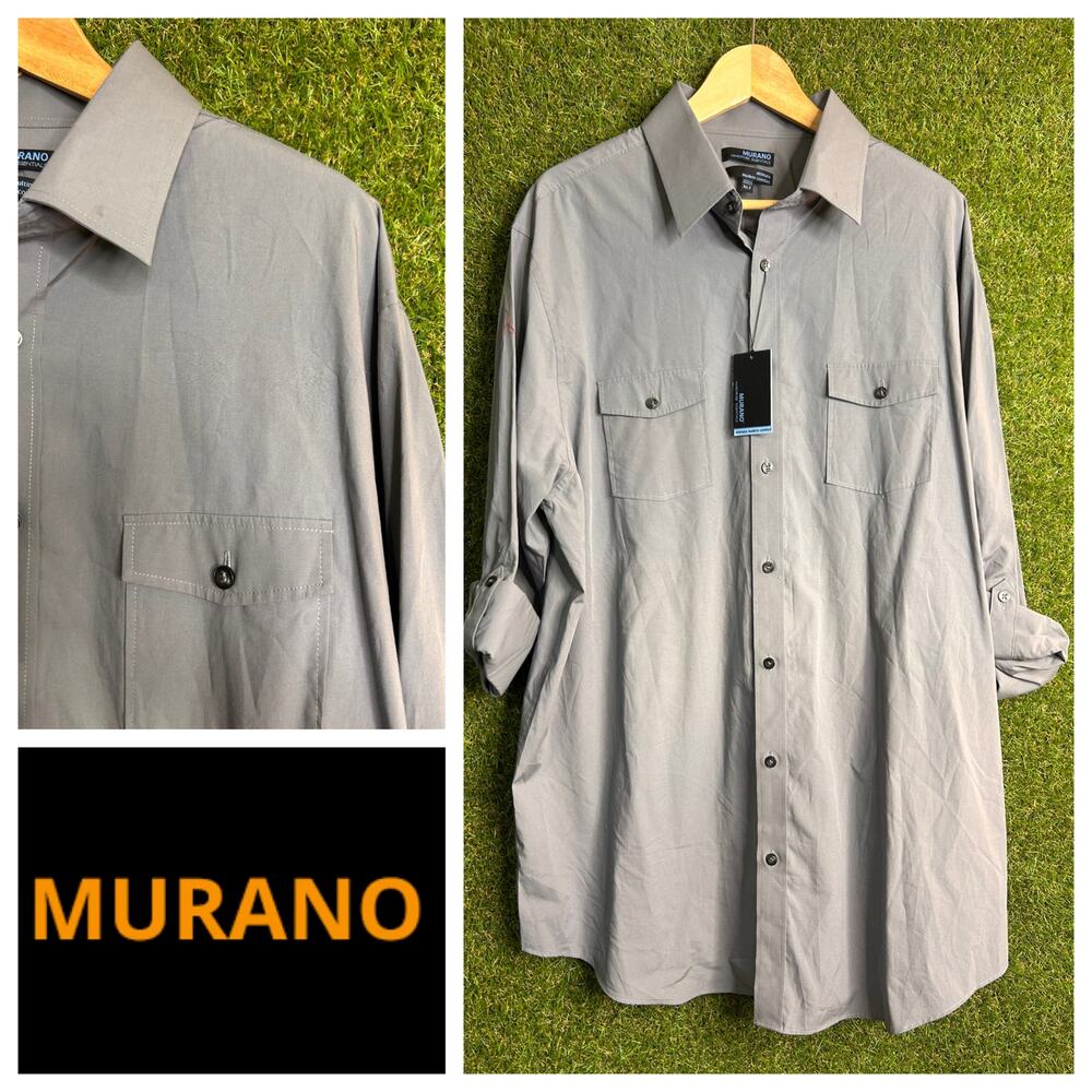 NWT Murano Ultimate Comfort Roll‎ Tab Cotton Blend Shirt Modern Relaxed Fit XLT
